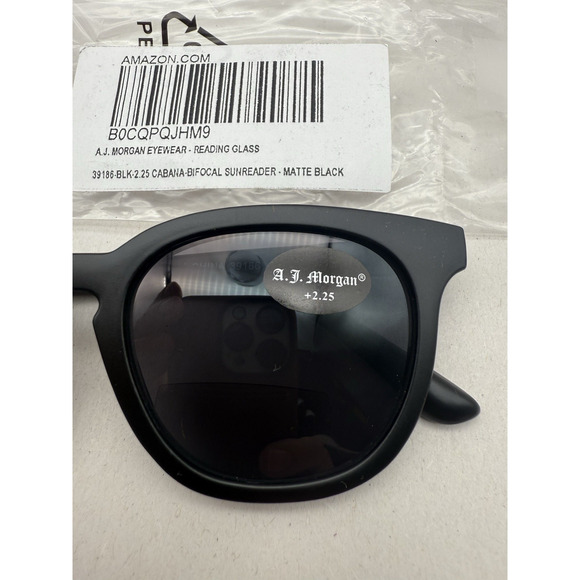 A.J. Morgan Reading Glass #39186-black-2.25 Cabana-Bifocal Sun reader matte-BLk - Picture 3 of 14